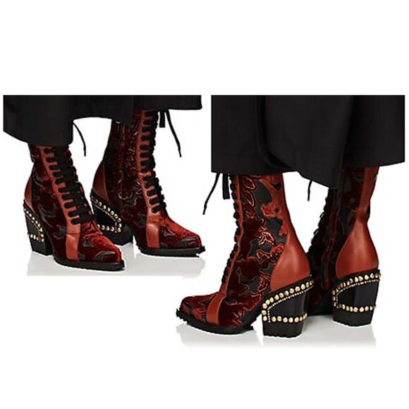 NIB Chloe Rylee Velvet & Leather Ankle Boots Size 39 - Picture 12 of 12